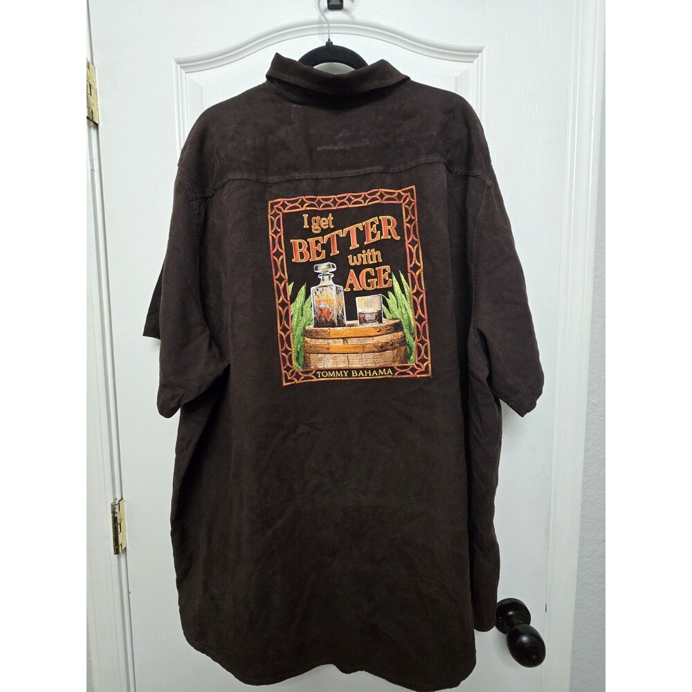 Tommy Bahama "I Get Better With Age" Embroidered 100% Silk Camp Shirt 3XLT